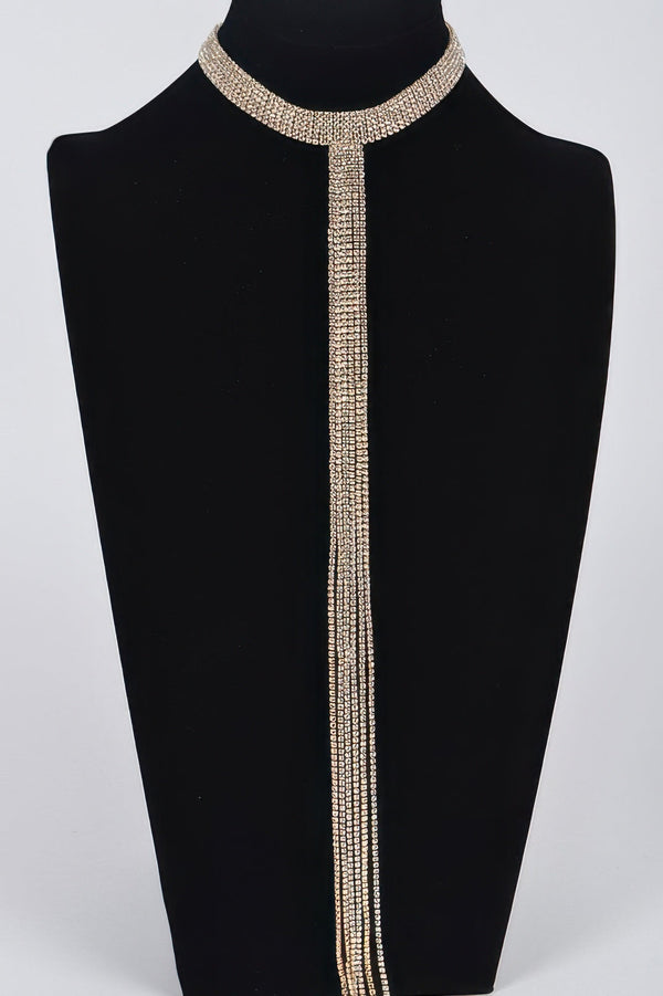 Bar Line Rhinestone Choker Necklace | BYMANYC ® New York Elegance