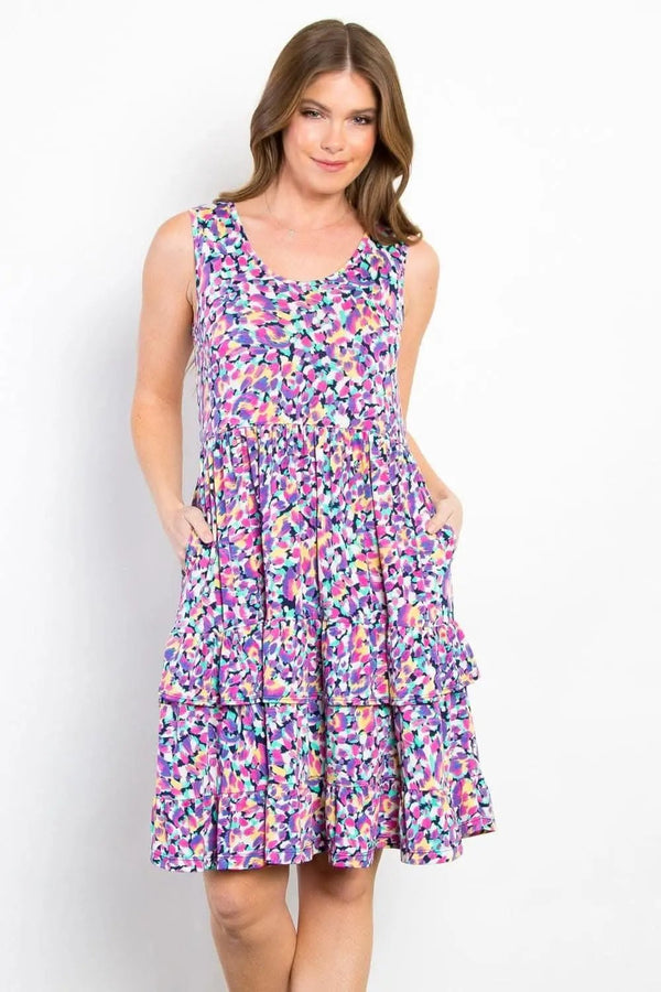 Trendsi Be Stage Full Size Print Wrinkle Free Ruffled Dress