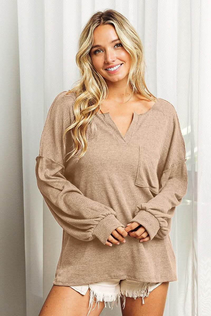 Long Sleeve Top - Exposed Seam - BiBi Style