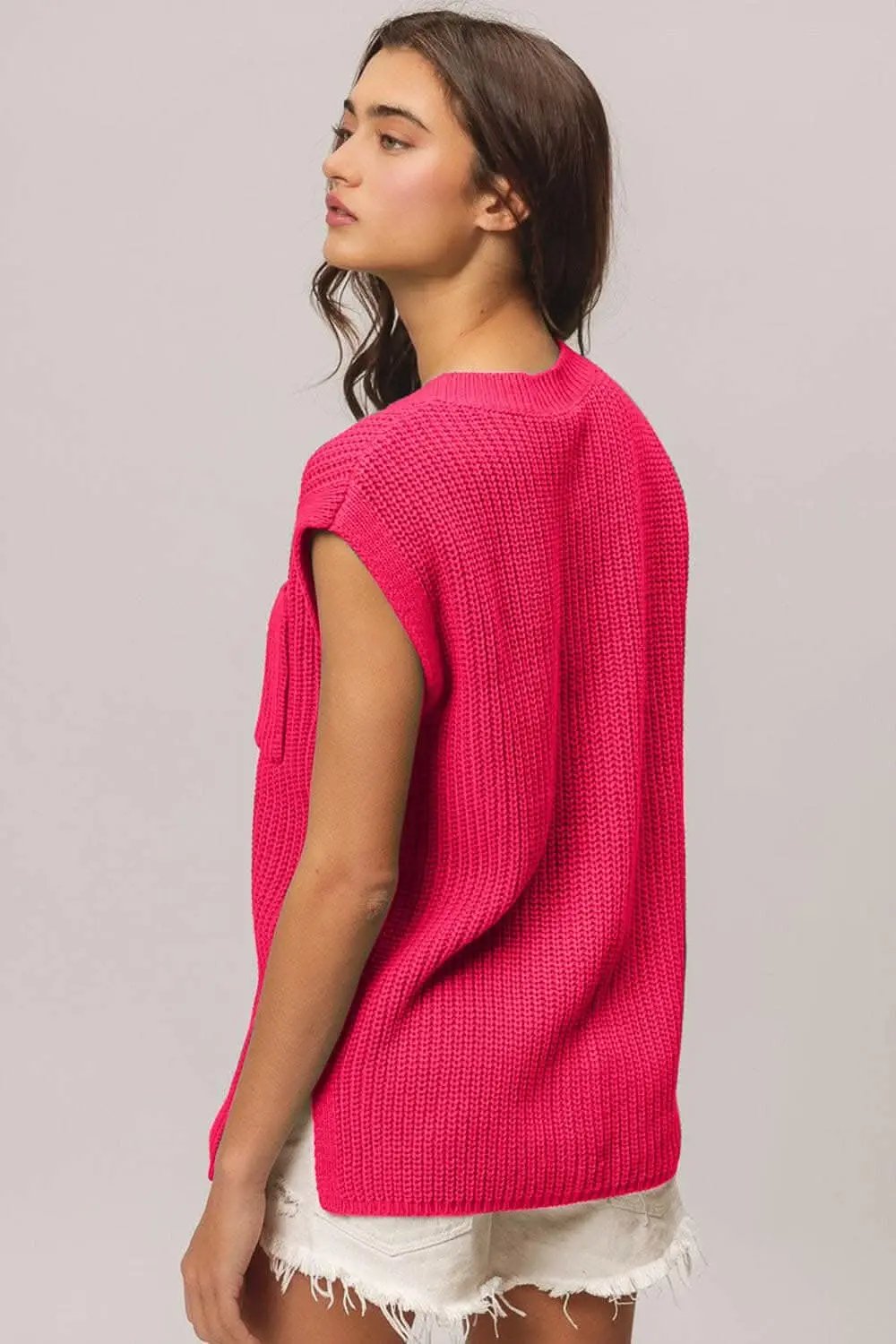 Trendsi Patch Pocket Top Women's Casual Knit Sweater Top USA Ship