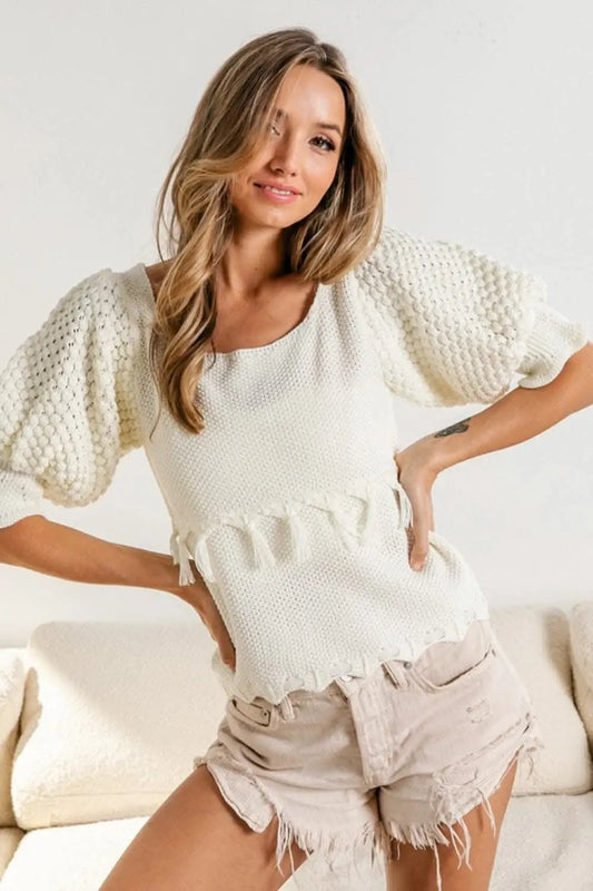 Trendsi BiBi Tassel Sweater Women's Fall Fashion Knit Top Soft, Textured