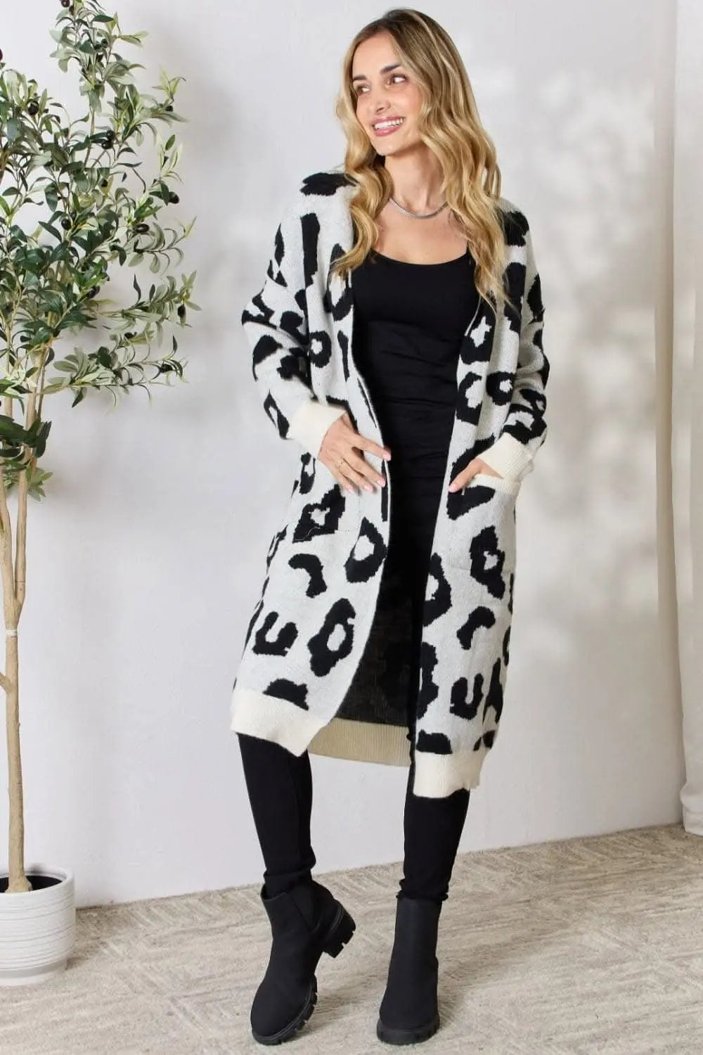 Trendsi BiBi leopard print cardigan