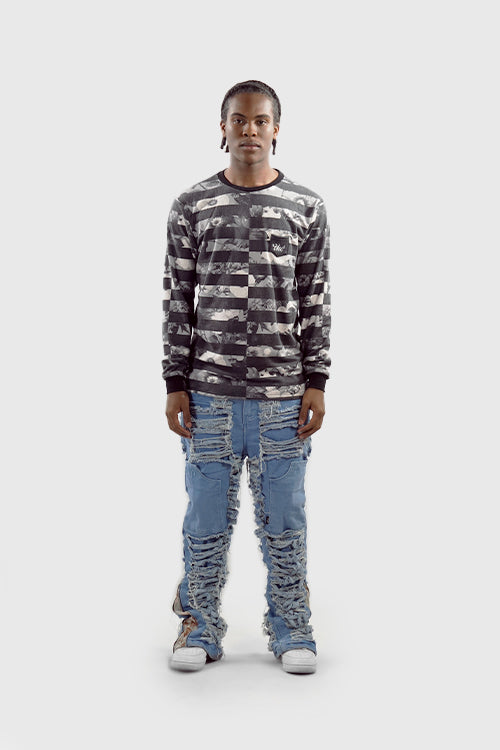 Flower Era Striped Pullover Crewneck