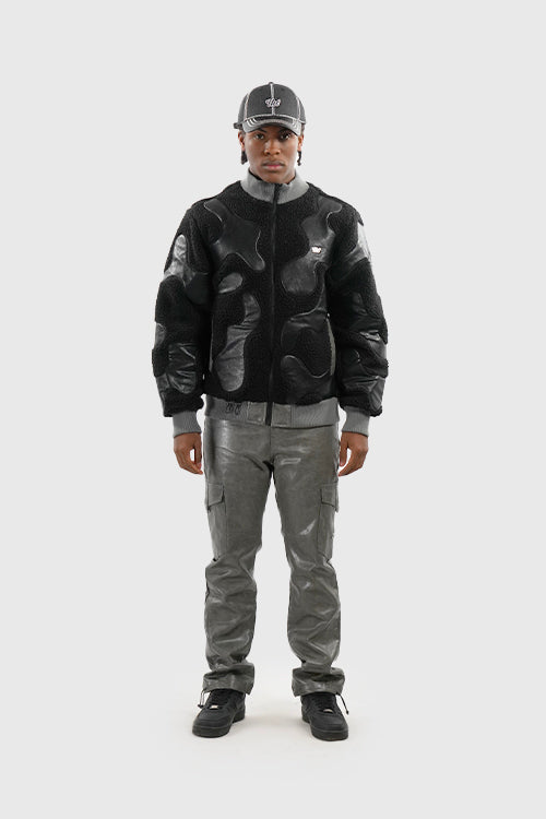 Sherpa & Faux Leather Bomber Jacket