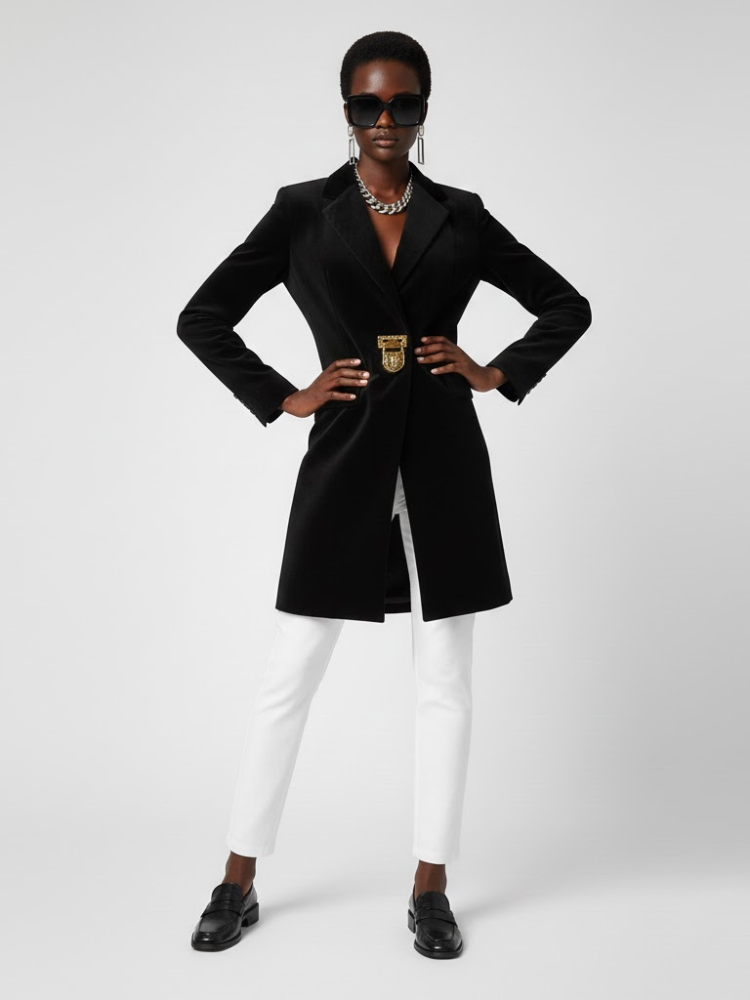 Black Tailored Coat with Clasp - DOWNTOWN BROOKLYN: New Collection COUTURE in BROOKLYN - BYMANYC ® New York