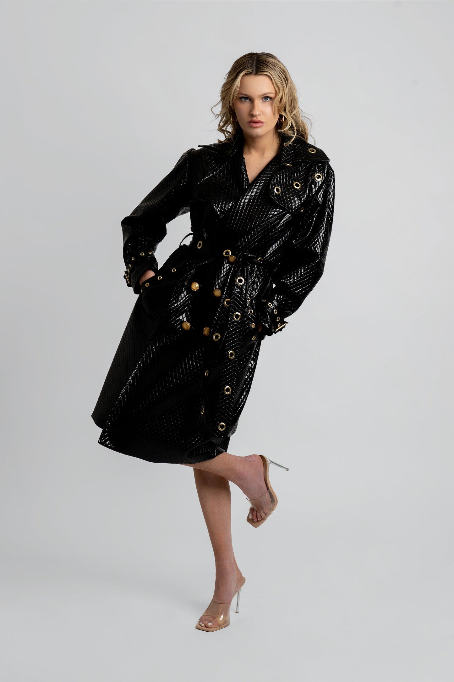 Trinity Quilted Vegan Leather Trench Coat
