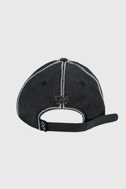 Waxed Faux Leather Brim Denim Dad Cap