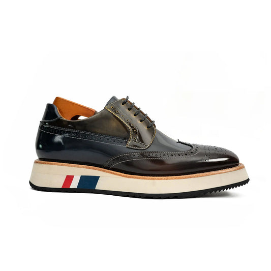Black & Brown Brogues with Striped Sole