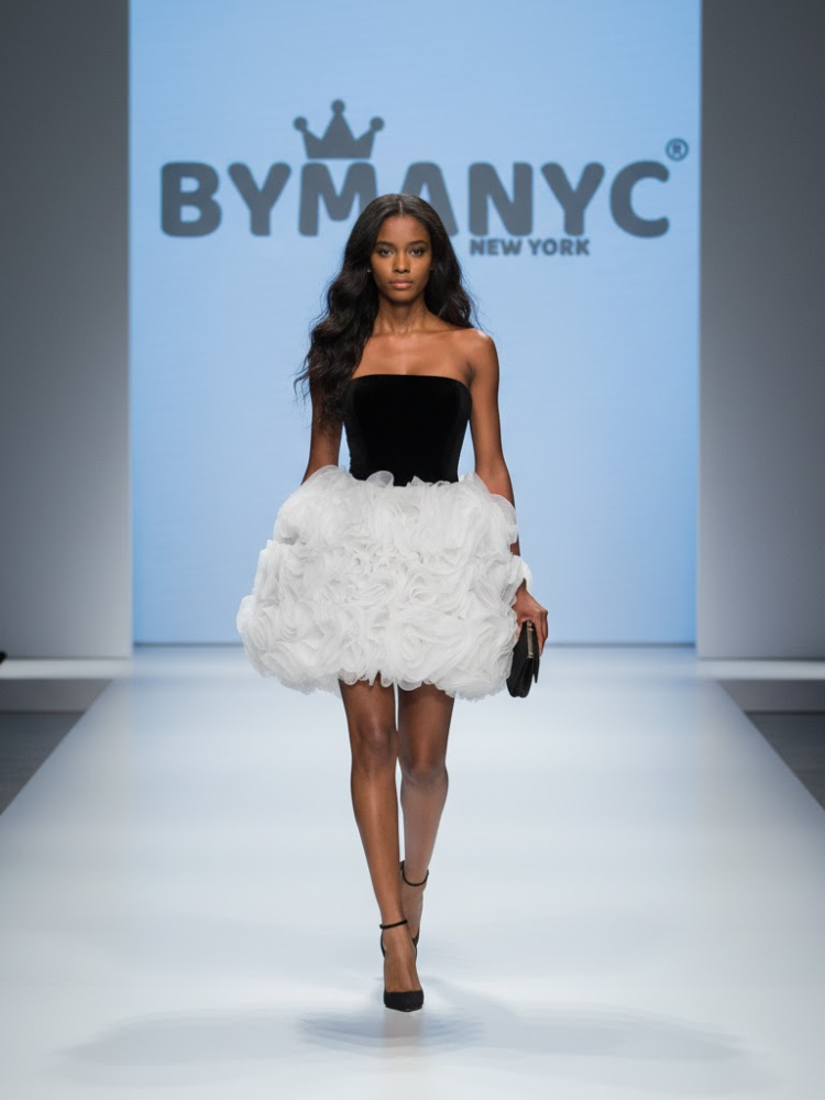 Black and White Mini Party Dress NOMAD: Prêt-à-Porter Line BYMANYC ® New York
