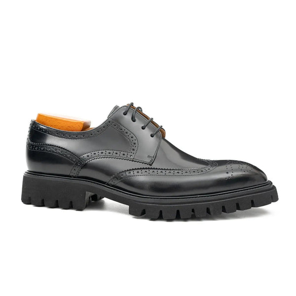 Black derby brogue shoes