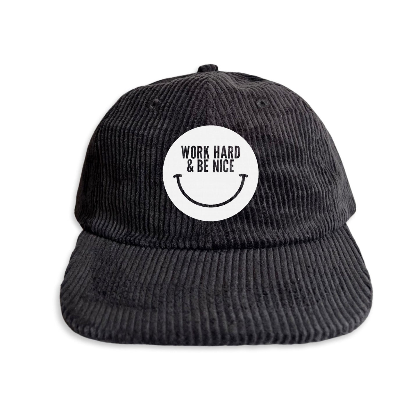 Work Hard & Be Nice Smile Corduroy Cap