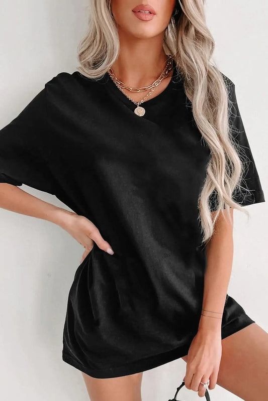 Love Salve Black Tunic Top Women's Daily Basic Tee - Soft & Comfy