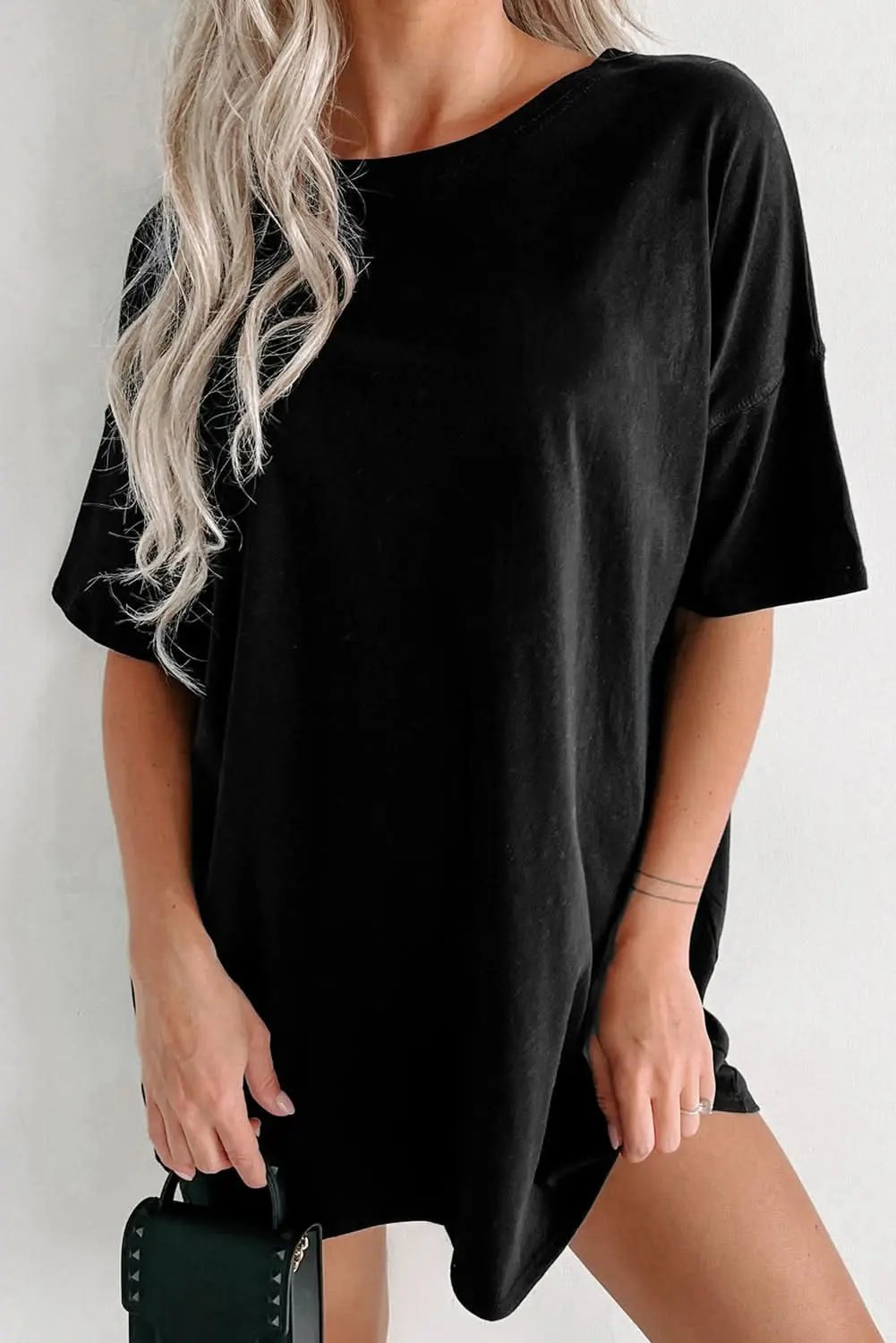 Love Salve Black Tunic Top Women's Daily Basic Tee - Soft & Comfy