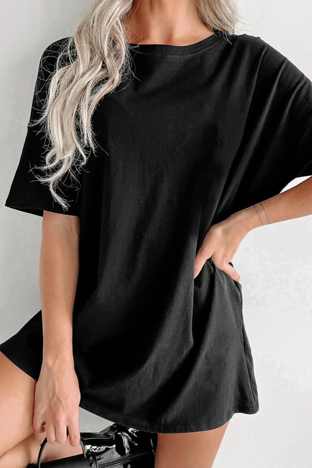 Love Salve Black Tunic Top Women's Daily Basic Tee - Soft & Comfy
