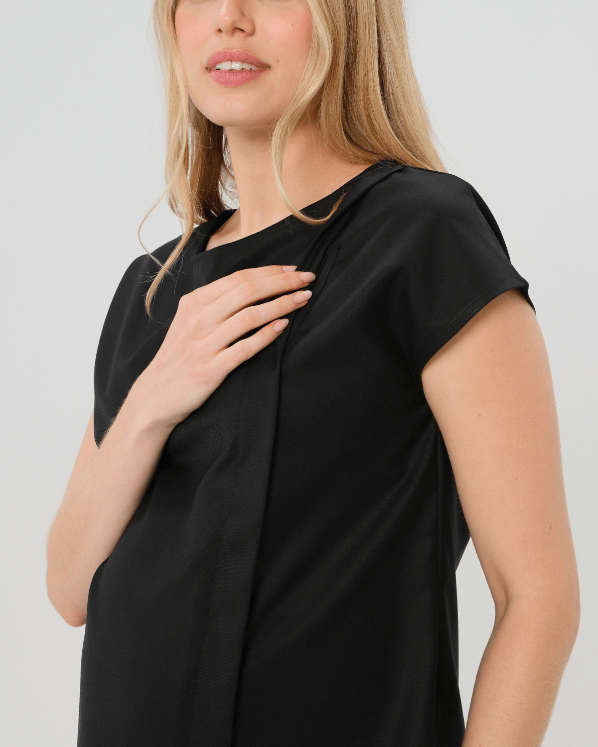Maternity Shell Top w/ Hidden Nursing Zip in All-Season Wool