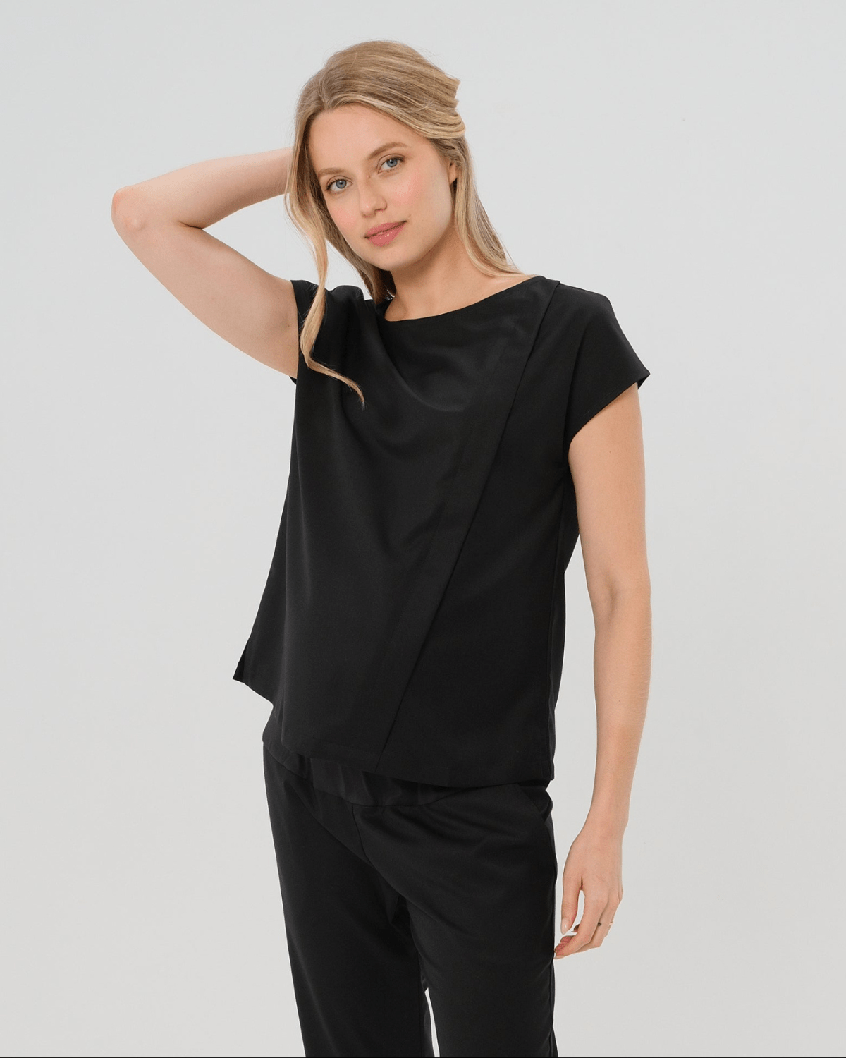 Maternity Shell Top w/ Hidden Nursing Zip in All-Season Wool