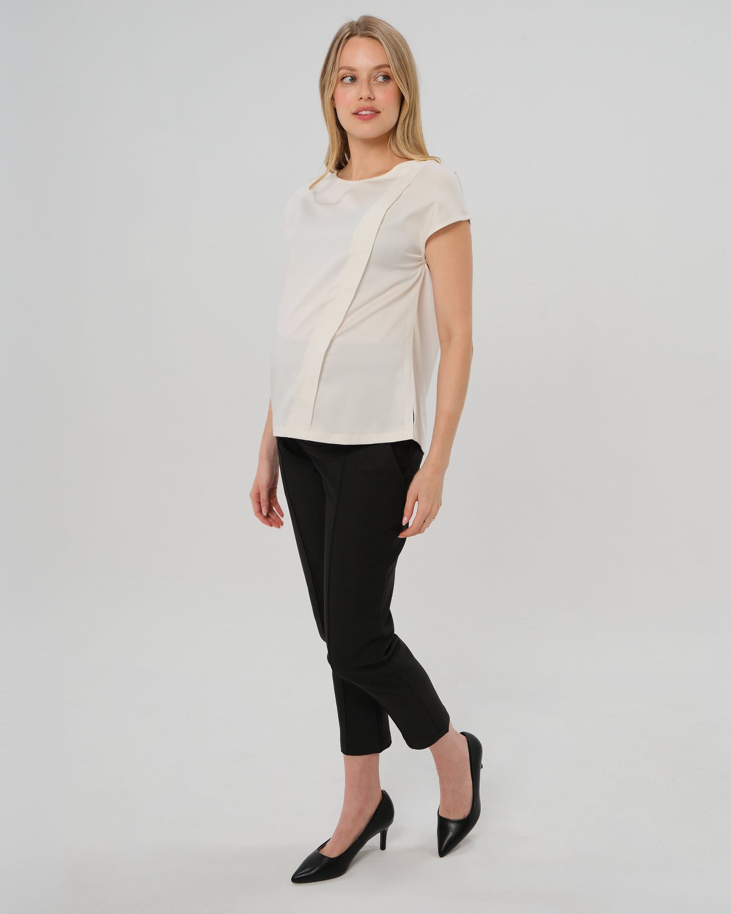 Slim Leg Maternity Work Pants in Black