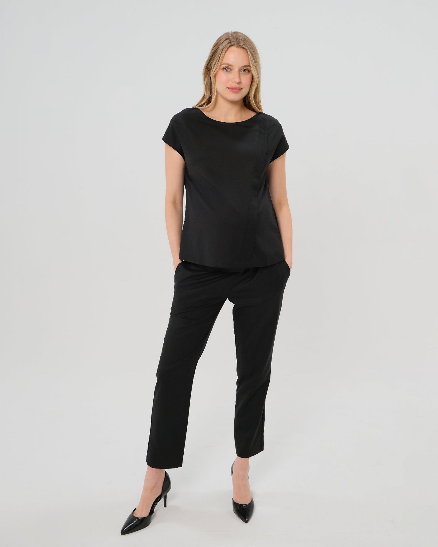 Elizabeth Under Belly Maternity Pants in All-Season Wool