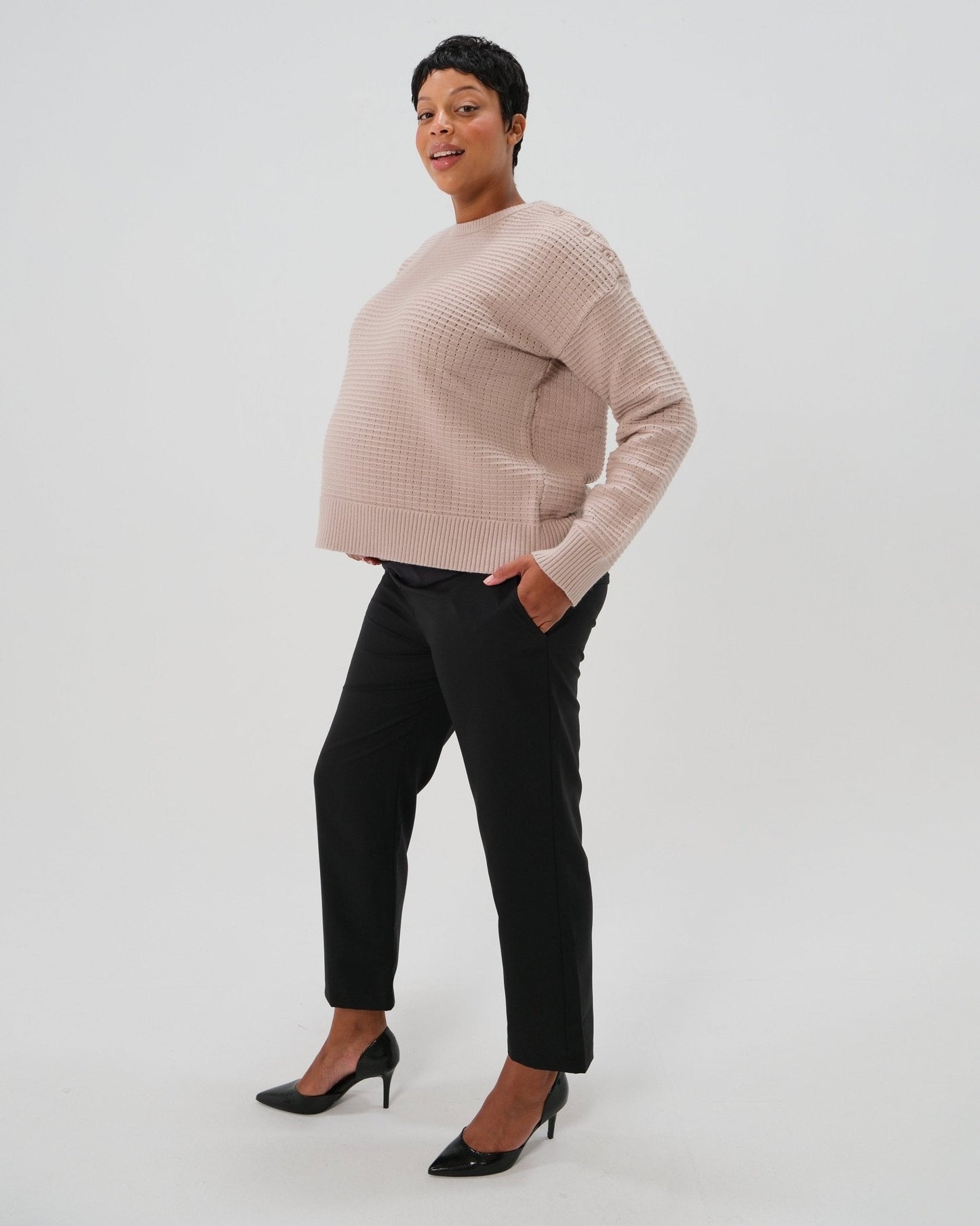 Elizabeth Under Belly Maternity Pants in All-Season Wool