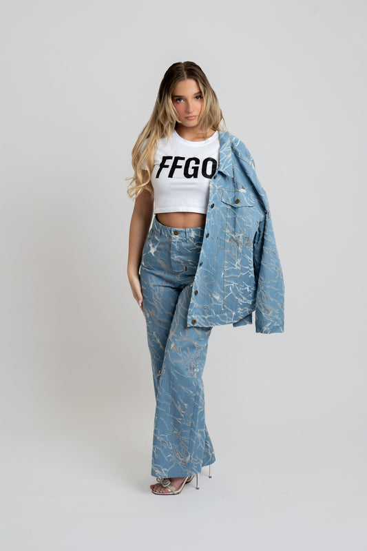 Blair Transparent Marbled Denim Jacket