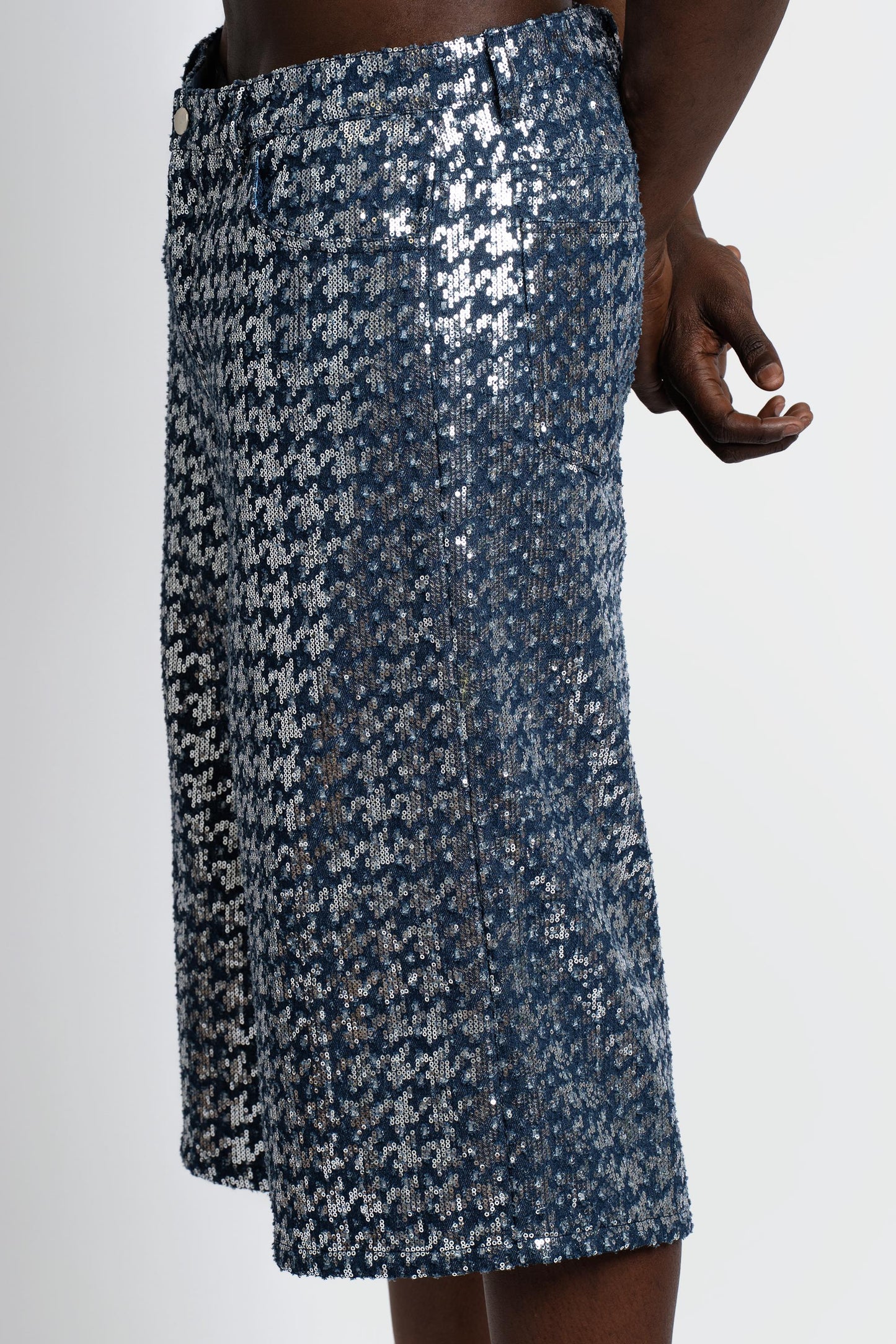 Bleu Sparkled Denim Shorts