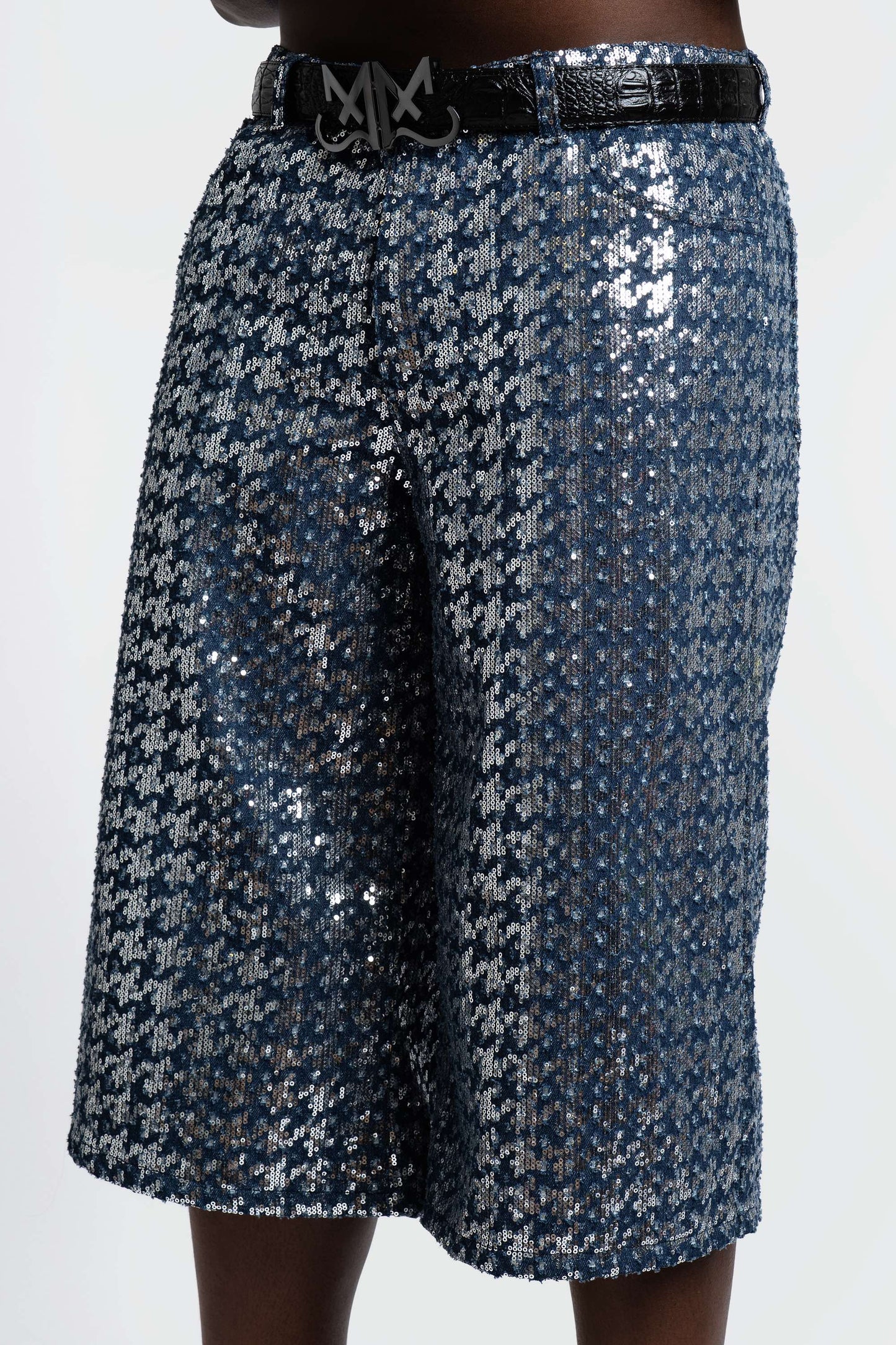 Bleu Sparkled Denim Shorts