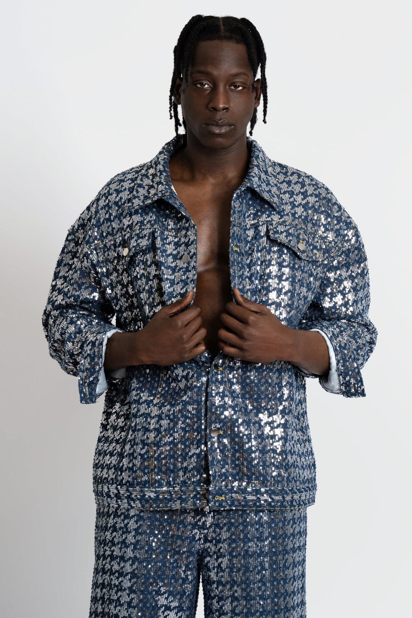 Bleu Sparkled Denim Jacket