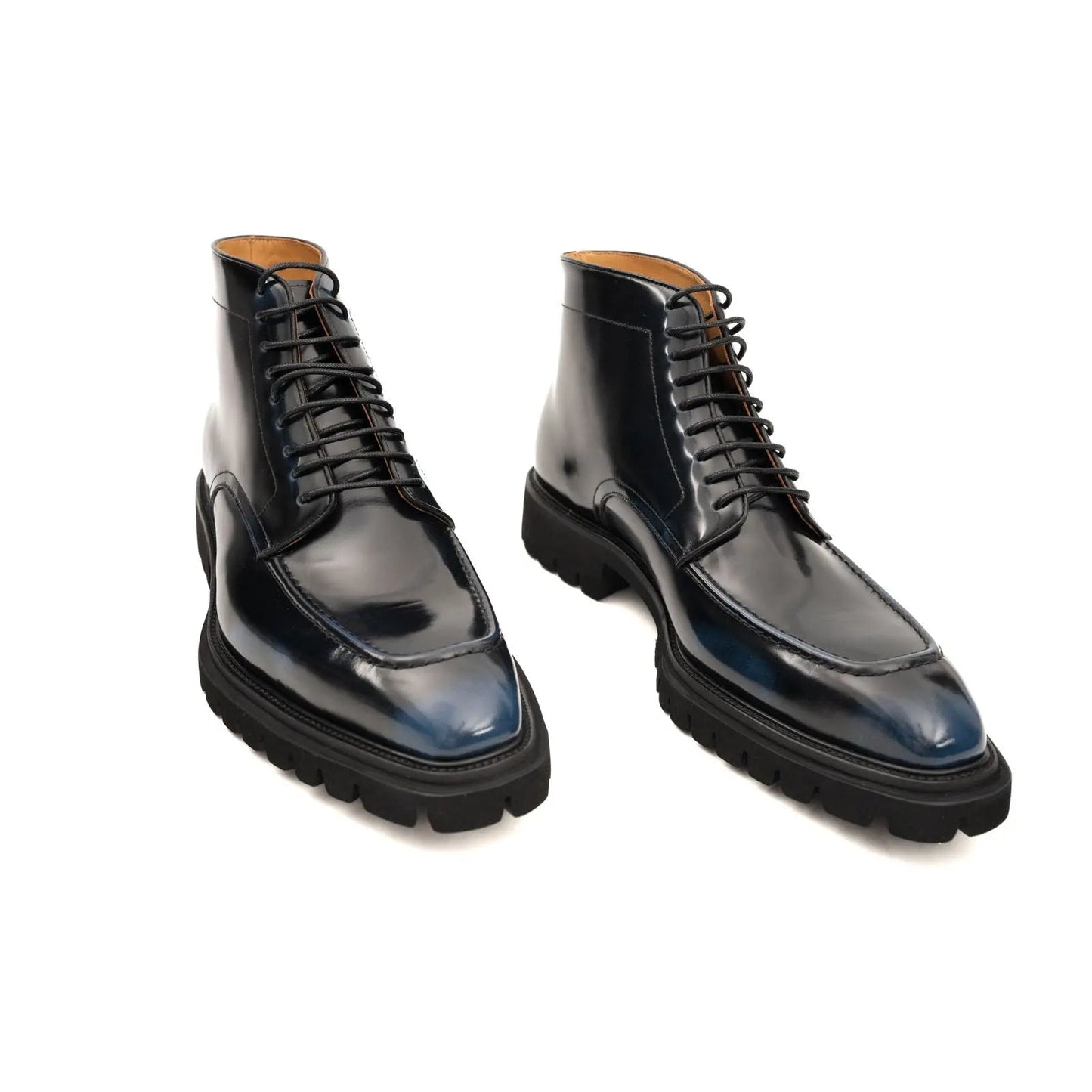 Blue Patent Lug Sole Boot