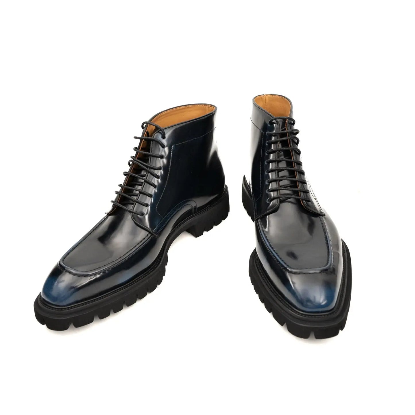 Blue Patent Lug Sole Boot