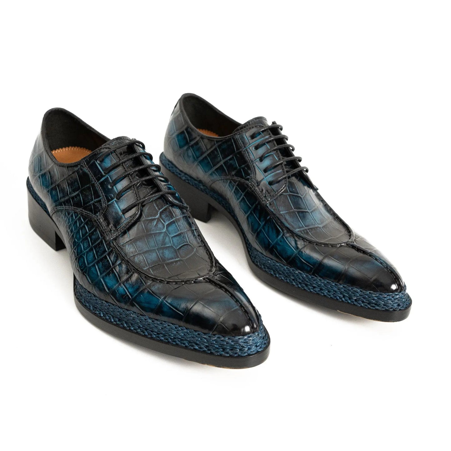 Blue Patina Crocodile Norwegian Oxford 8002