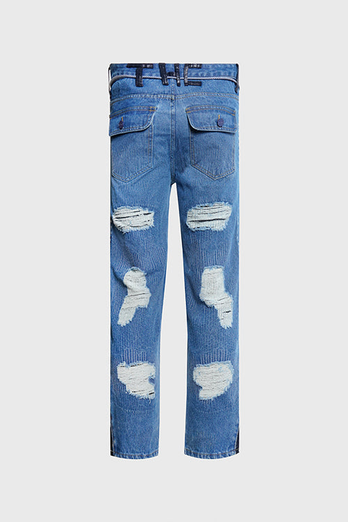 Embroidery Lines Comfortable Denim Jeans