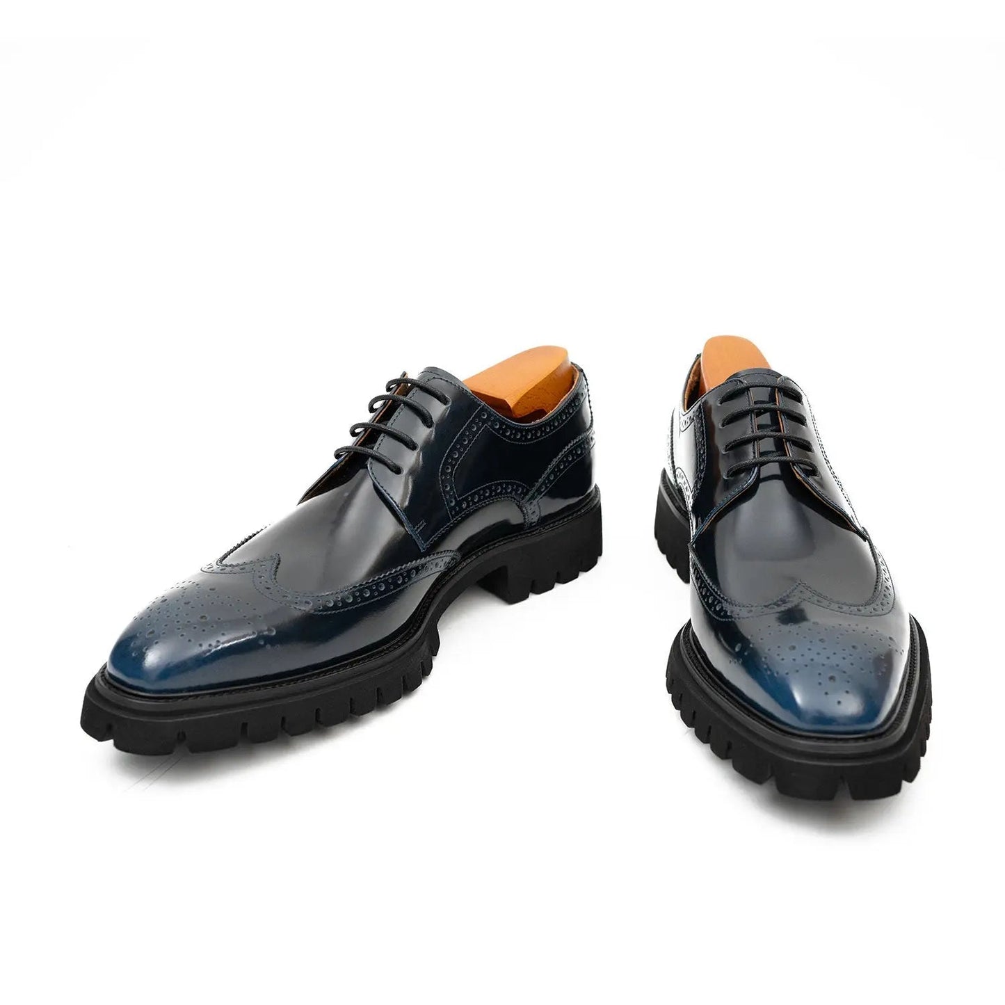 Blue derby brogue shoes
