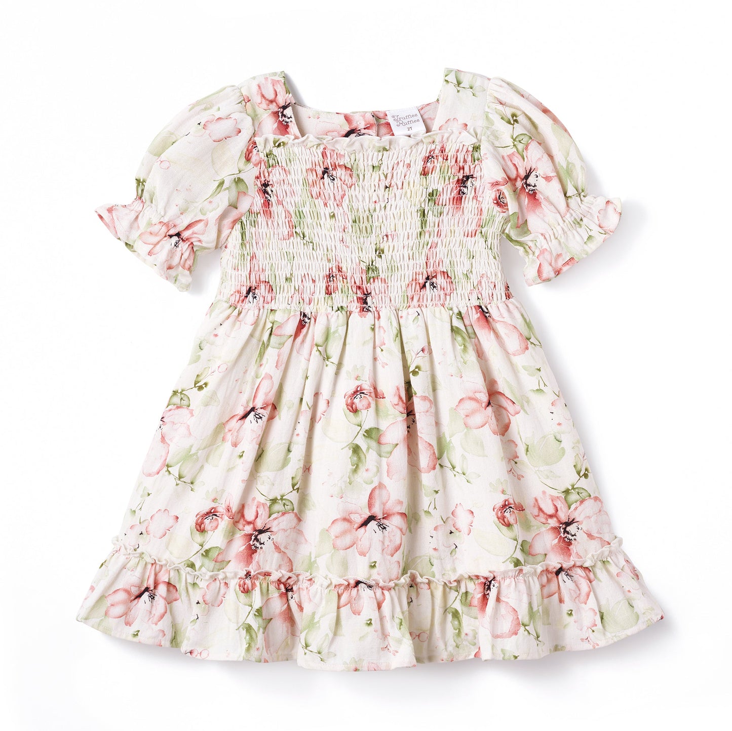 Blush Bouquet Smocked Puff Sleeve Dress