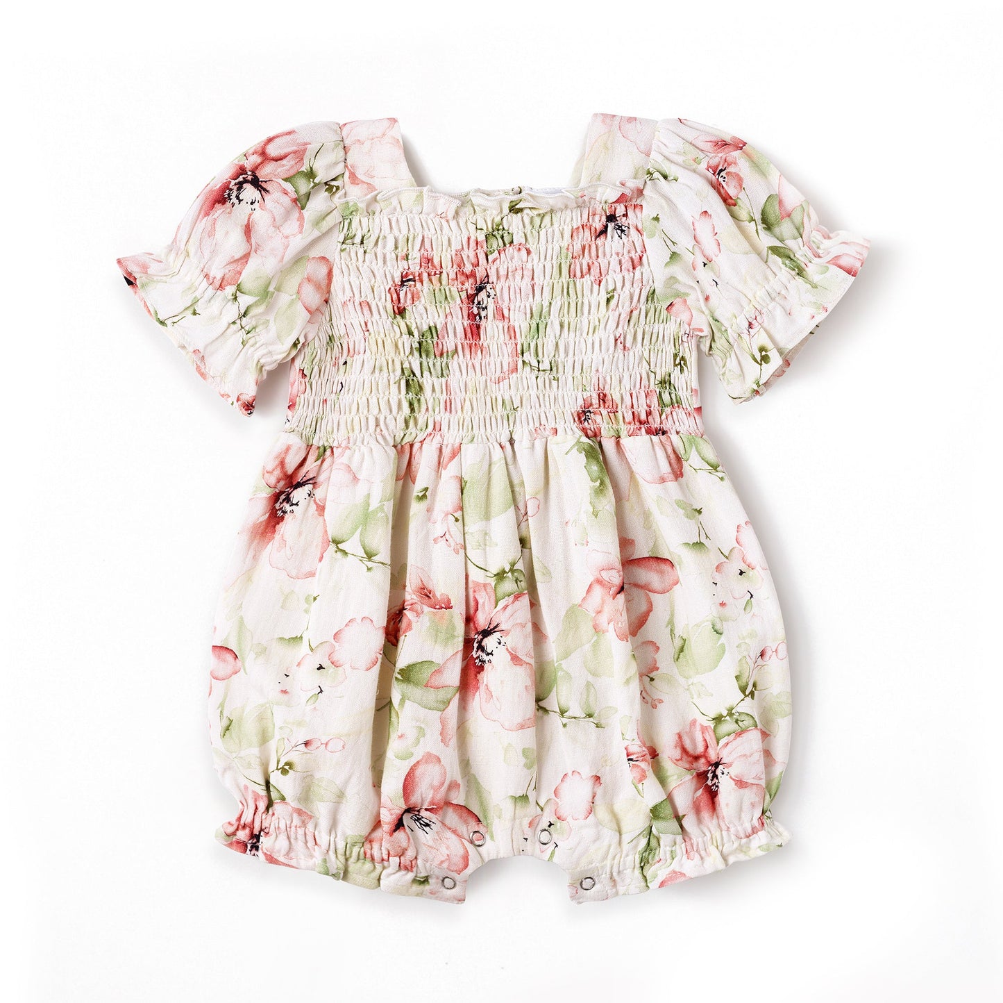 Blush Bouquet Smocked Baby Girl Romper