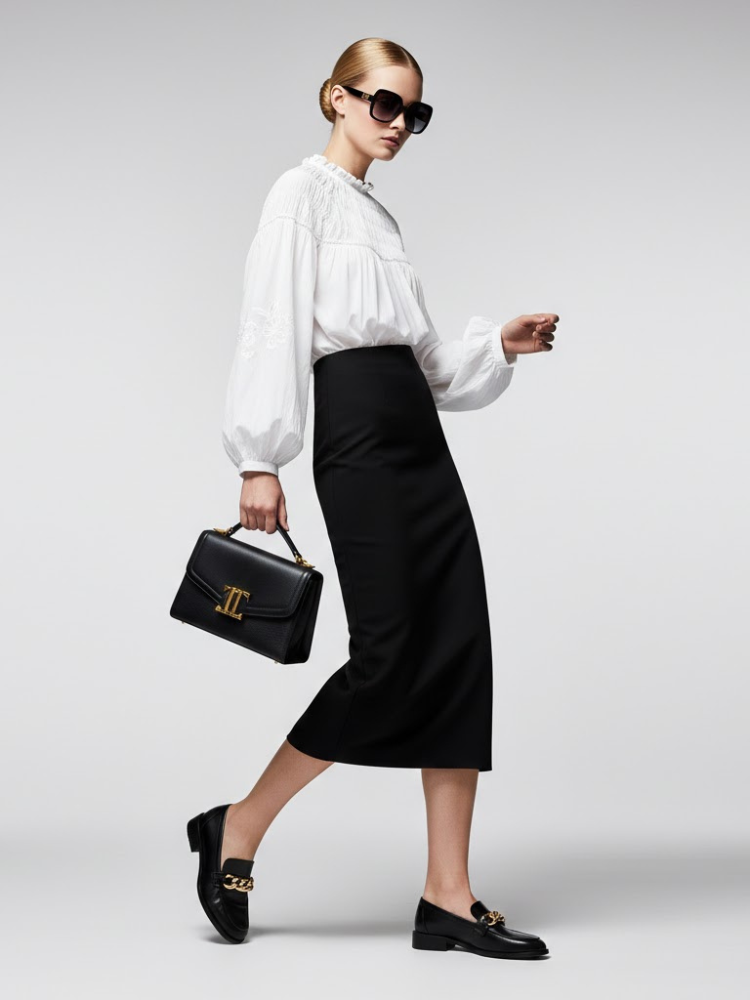 Bohemian White Cotton Blouse with Smocked Detail and Embroidery • BYMANYC ® New York
