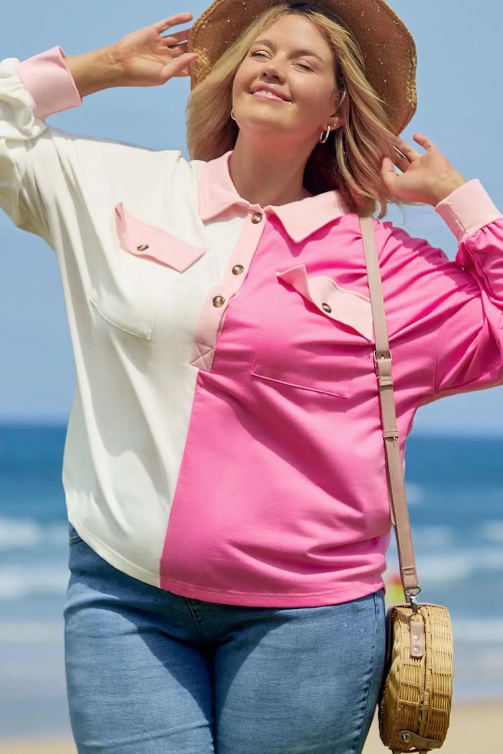 Love Salve Color Block Sweatshirt Daily Wear Women's Plus Size Top: Soft, Casual