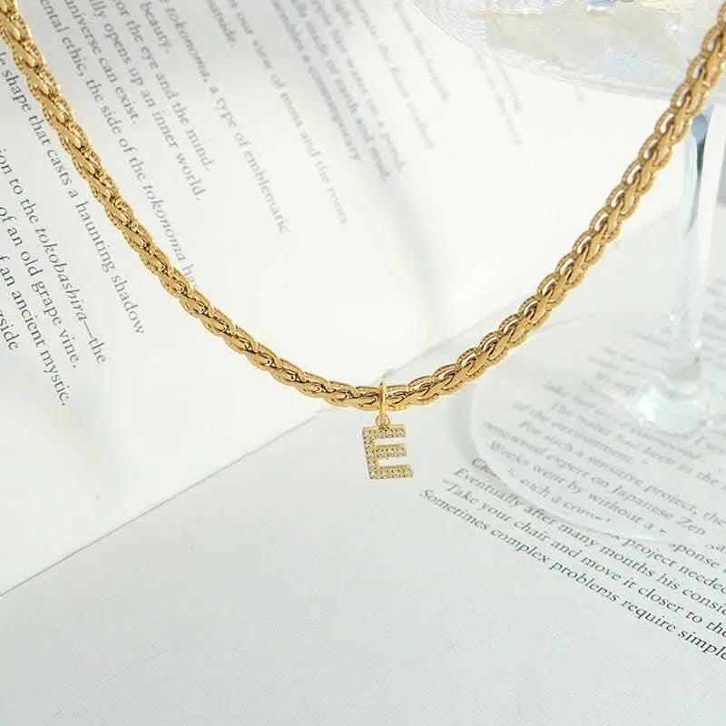 Trendsi Necklaces - Brass zircon letter pendant necklace