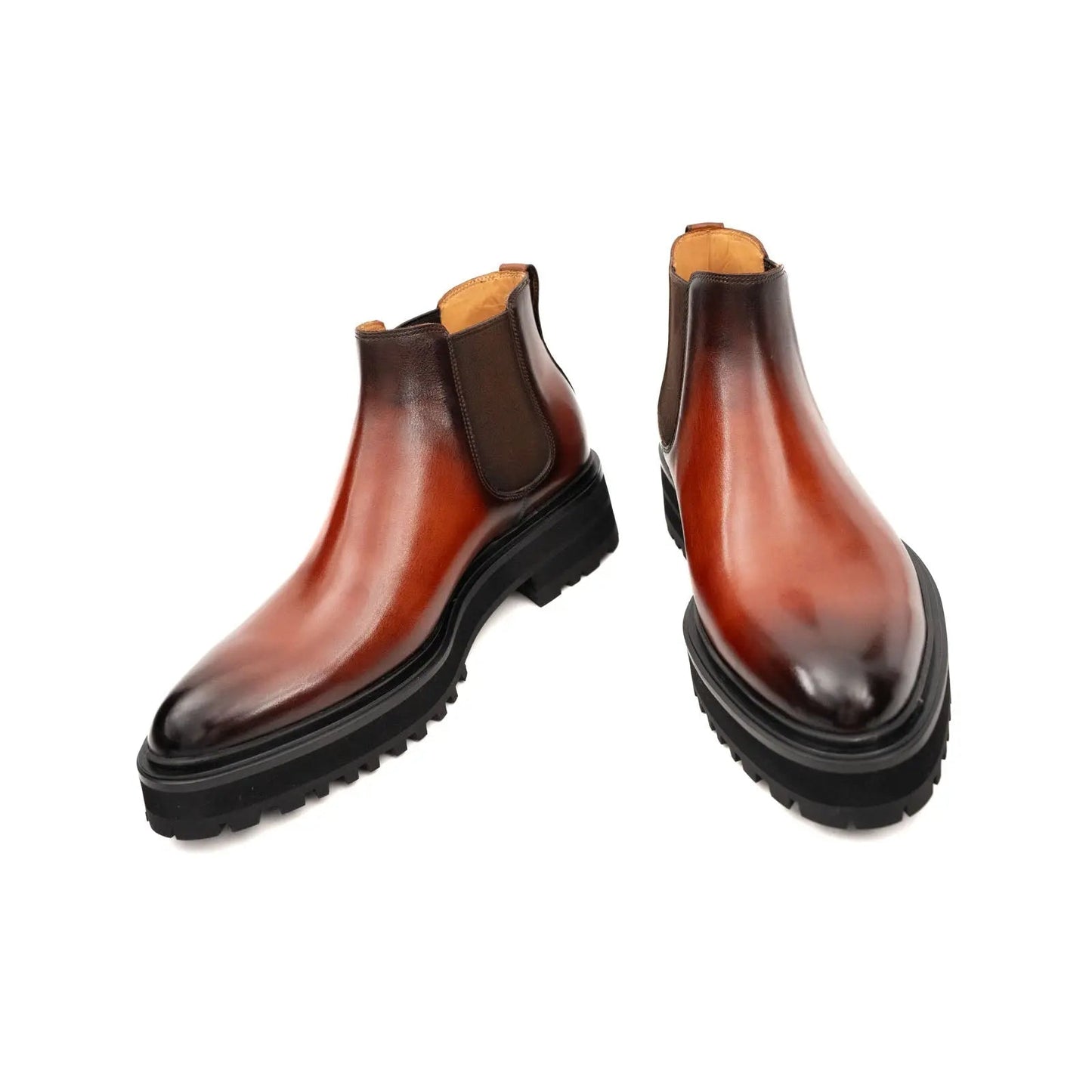 Brown Burnished Leather Chelsea Boot