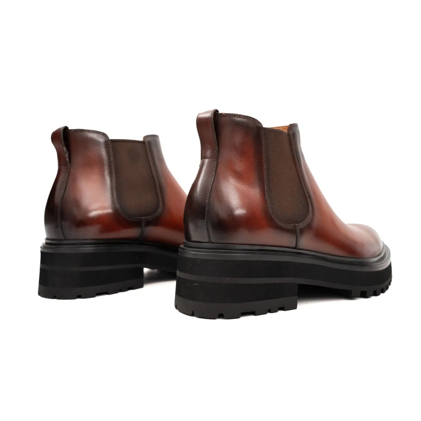 Brown Burnished Leather Chelsea Boot