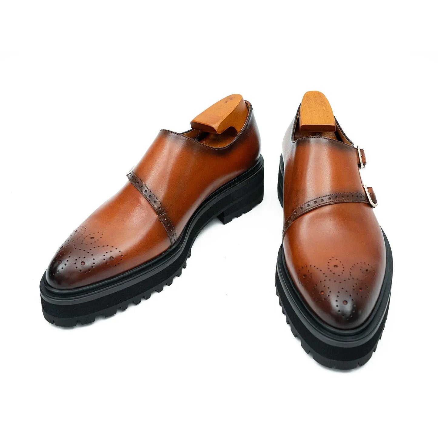 Brown Dual-Buckle Chunky Sole Brogues