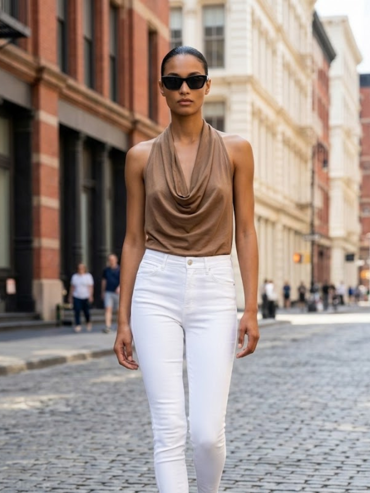 Brown MIDTOWN Halter Draped Top Prêt-à-Porter BYMANYC ® New York