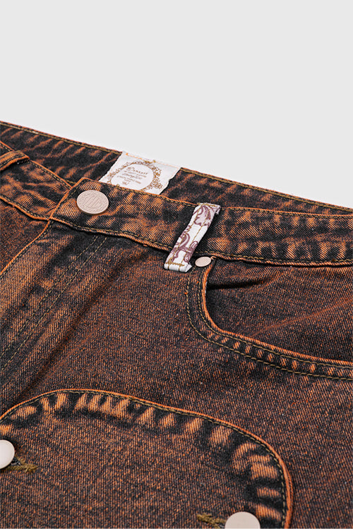 Tapestry Pattern Flared Denim Jeans