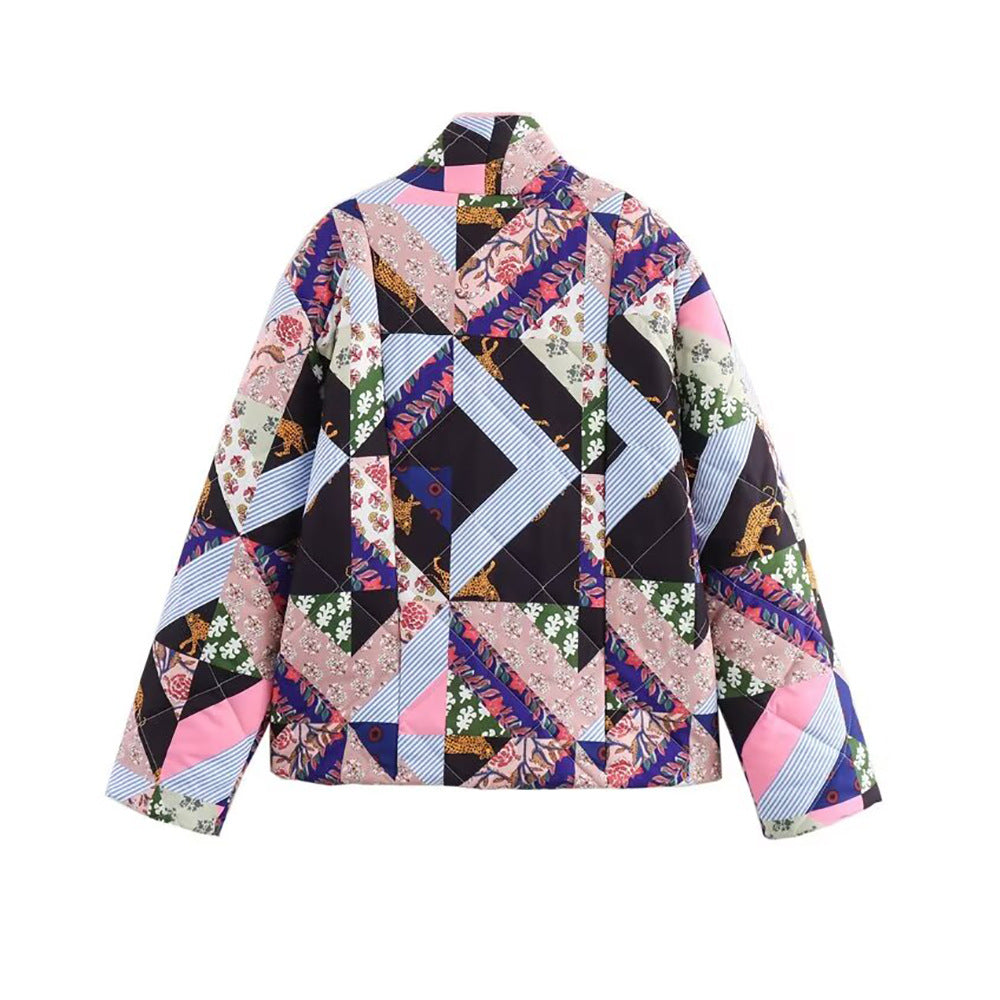 Women's Quilted Jacket Patchwork Geometric Animal Print BYMANYC ® New York CONTEMPORARY VIBRANT BOHO OUTERWEAR - New Collection