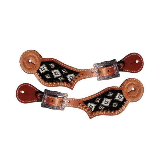 Black & Gold Beaded Spur Strap