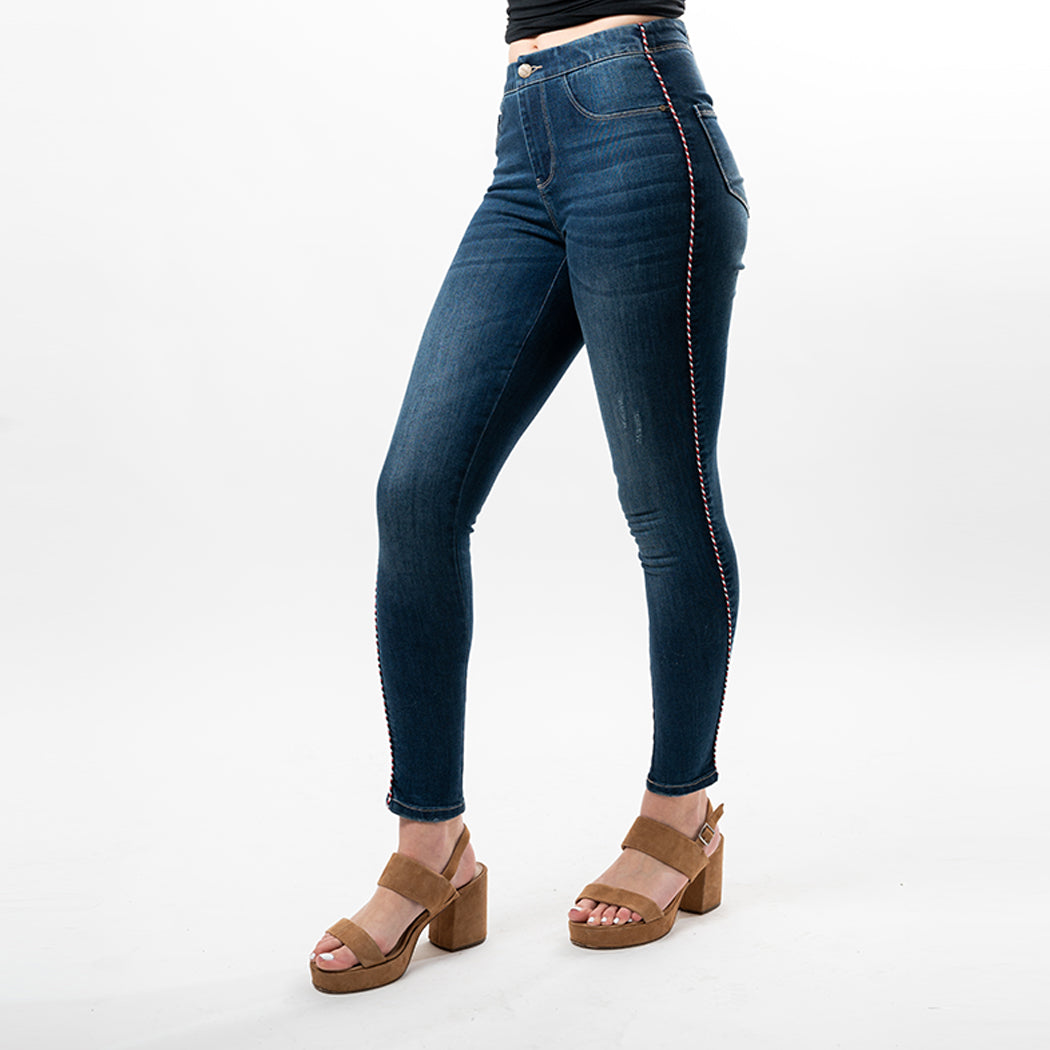 Braided Side Trim Ankle Skinny