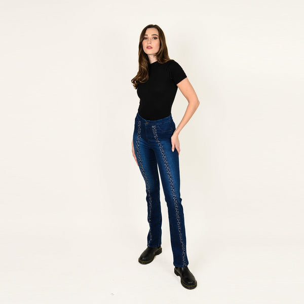 Laced Up Leg Print Insert Skinny