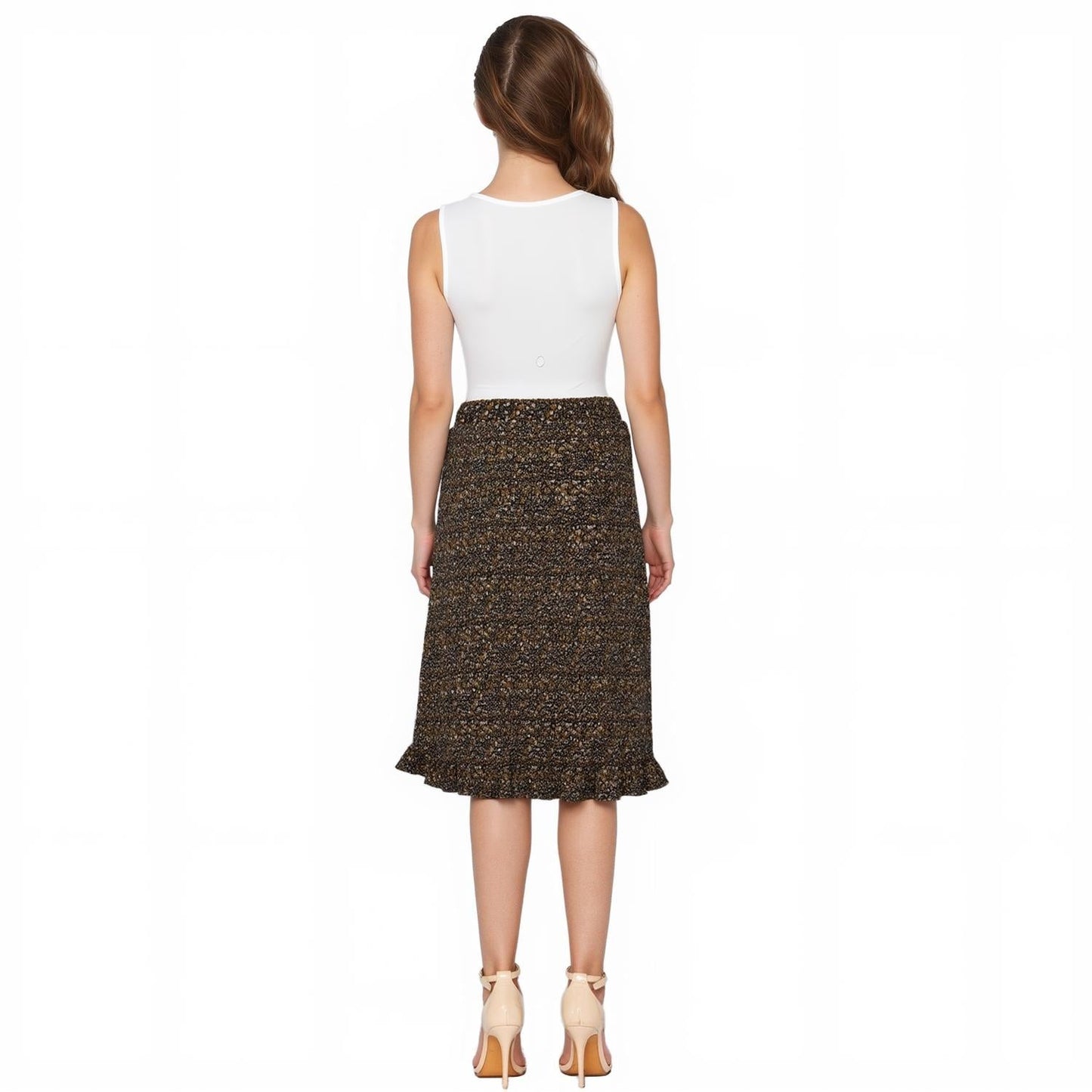 Pleione Women's High Waisted Pleated Midi Skirt
