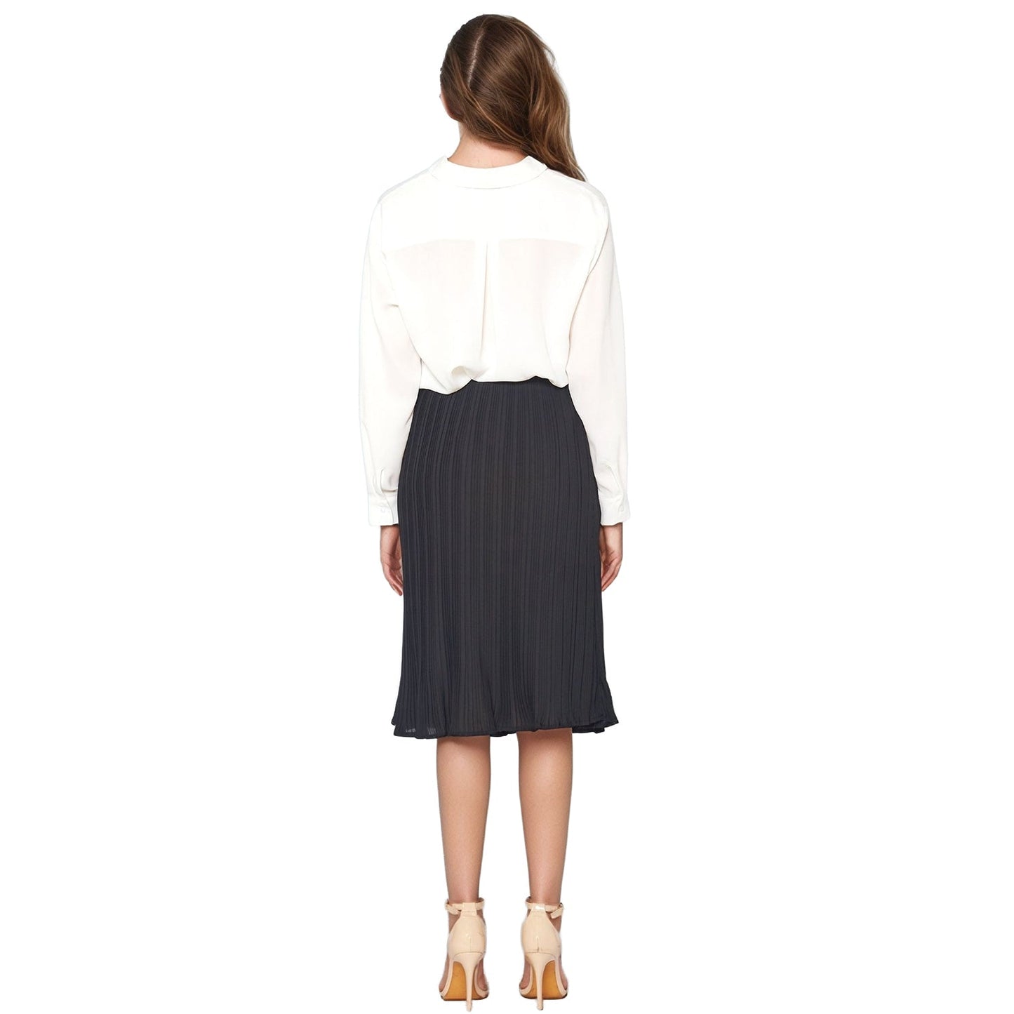 Pleione Women's High Waisted Pleated Midi Skirt