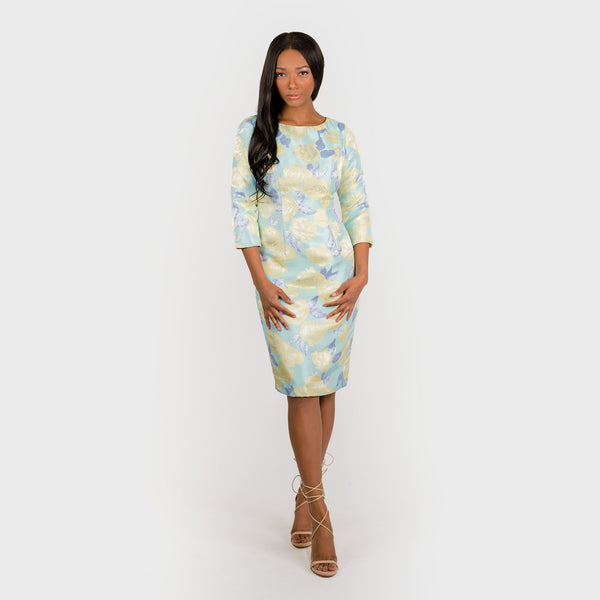 CN7173E 3/4 Slv Sheath Dress