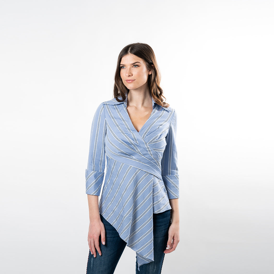 Asymmetric Hem Wrap Shirt